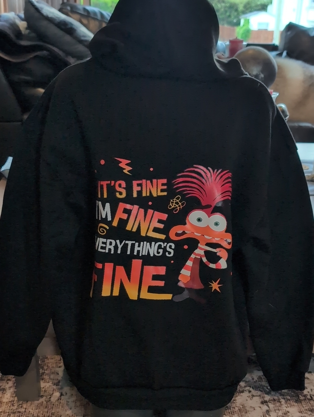 Black Novelty Graphic Hoodie - "It's Fine"